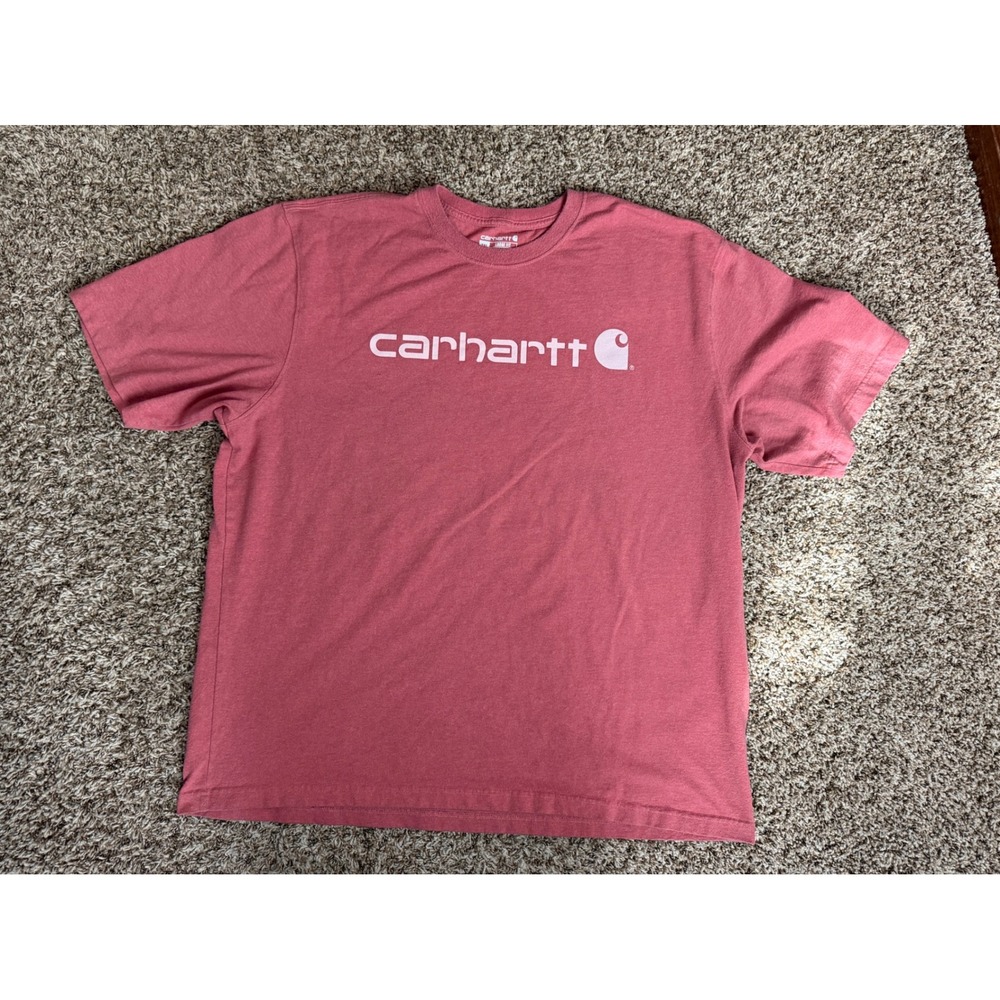 Carhartt Mens Big Tall T-Shirt Loose Fit Large Logo Casual Red 2XL